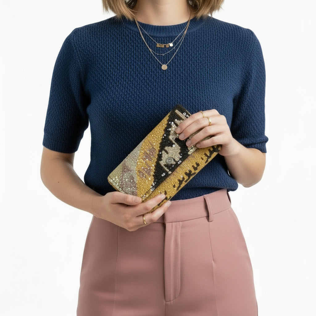 Subira Kilim Clutch Leather Bag | Evening Kilim Leather Bag | Party Kilim Leather Bag