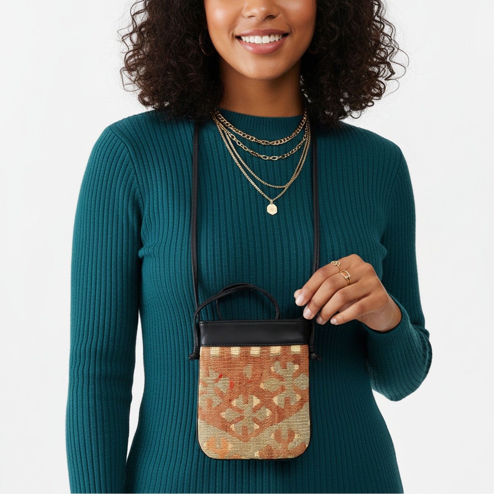 Suzhou Kilim Neck Leather Bag | Travel Pouch Kilim Leather Bag | Security Pouch Kilim Leather Bag