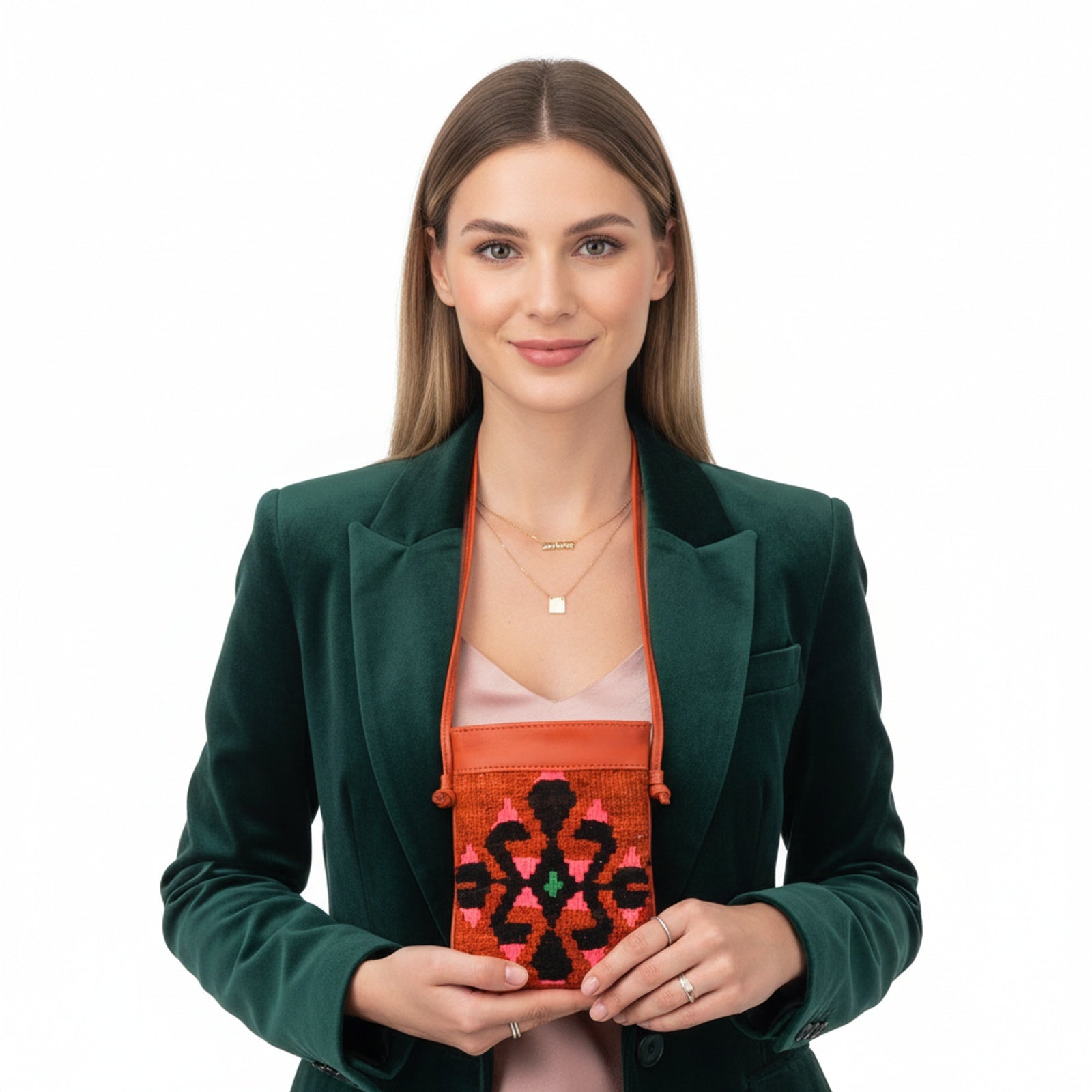 Tabriz Kilim Neck Leather Bag | Travel Pouch Kilim Leather Bag | Security Pouch Kilim Leather Bag