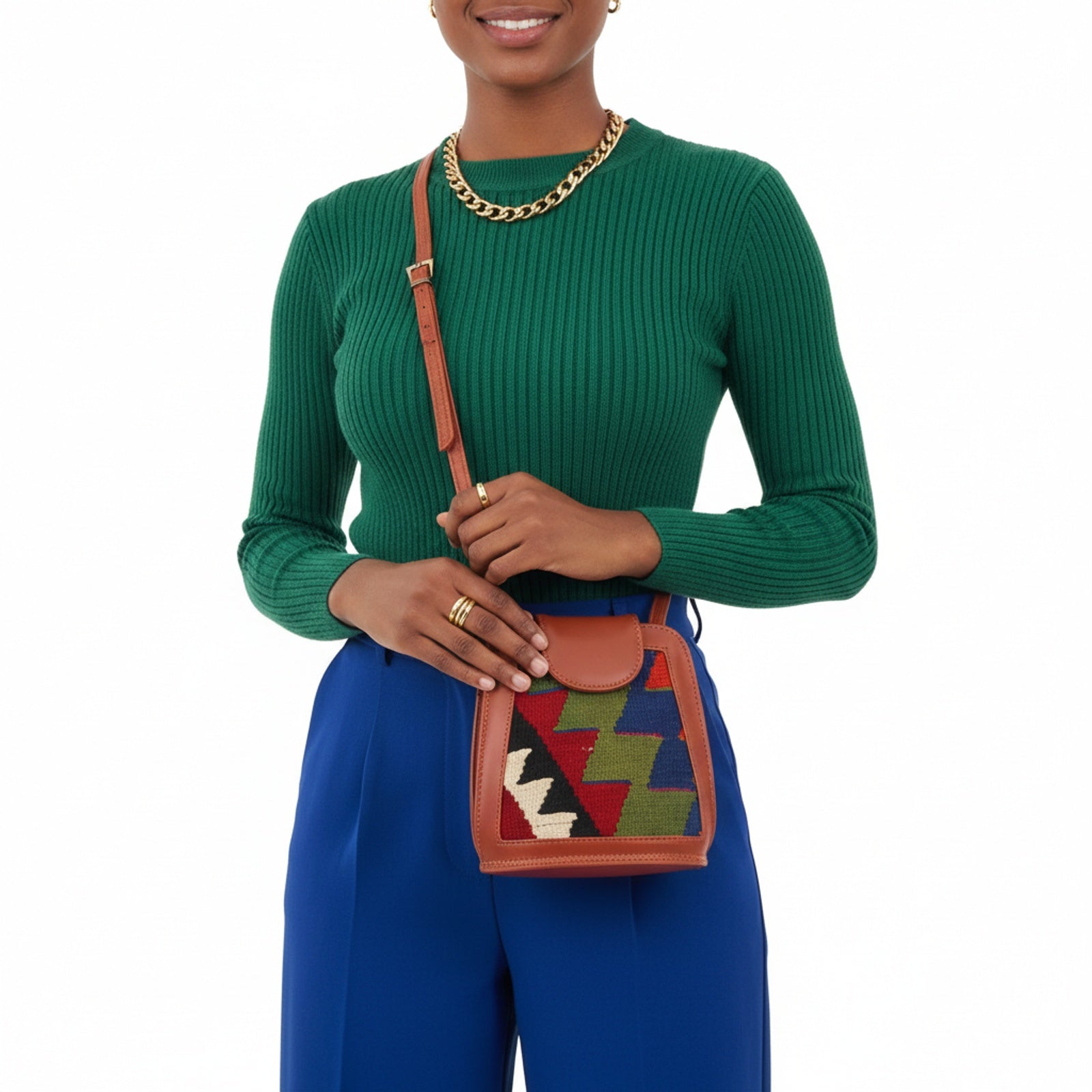 Tafat Kilim Crossbody Leather Bag