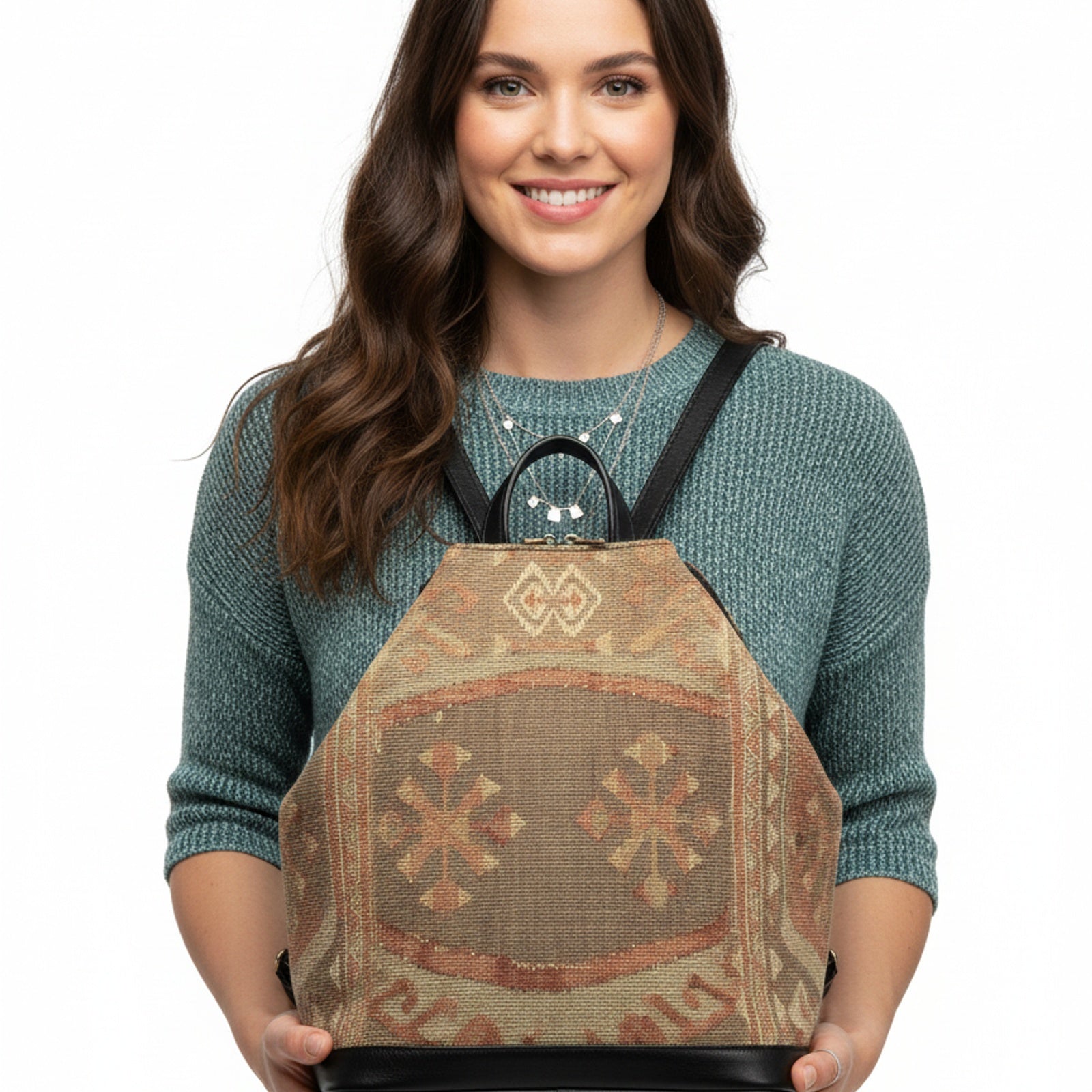 Taji Kilim Backpack Leather Bag | Rucksack Kilim Leather Bag | Daypack Kilim Leather Bag