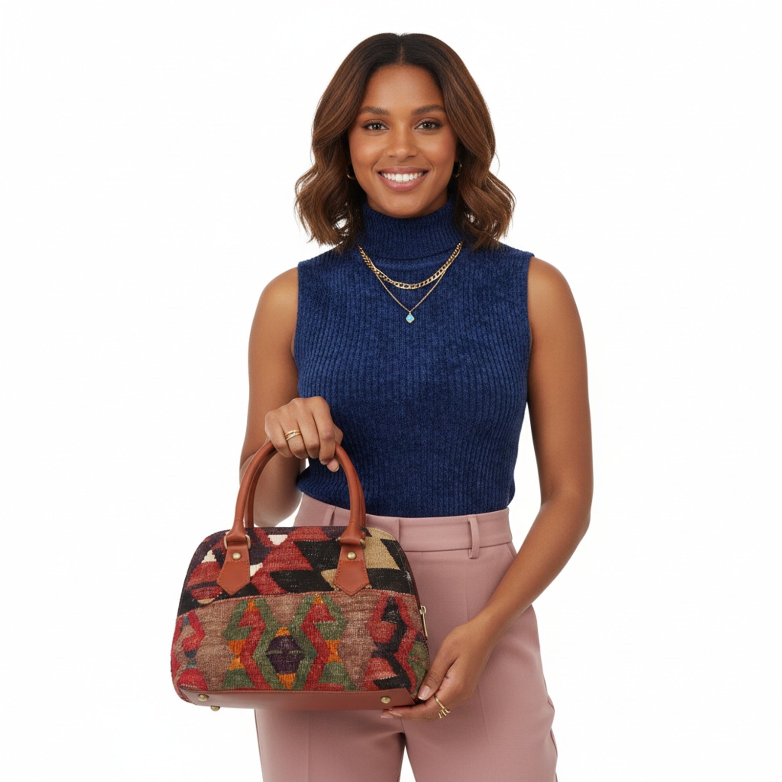 Valencia Kilim Shoulder Leather Bag | Carryall Kilim Leather Bag | Everyday Kilim Leather Bag