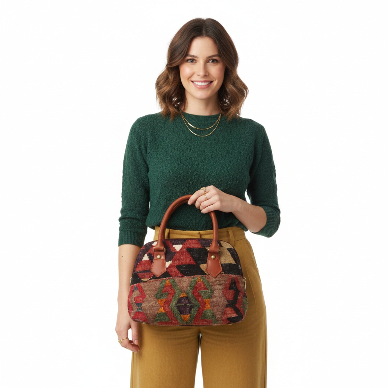 Valencia Kilim Shoulder Leather Bag | Carryall Kilim Leather Bag | Everyday Kilim Leather Bag