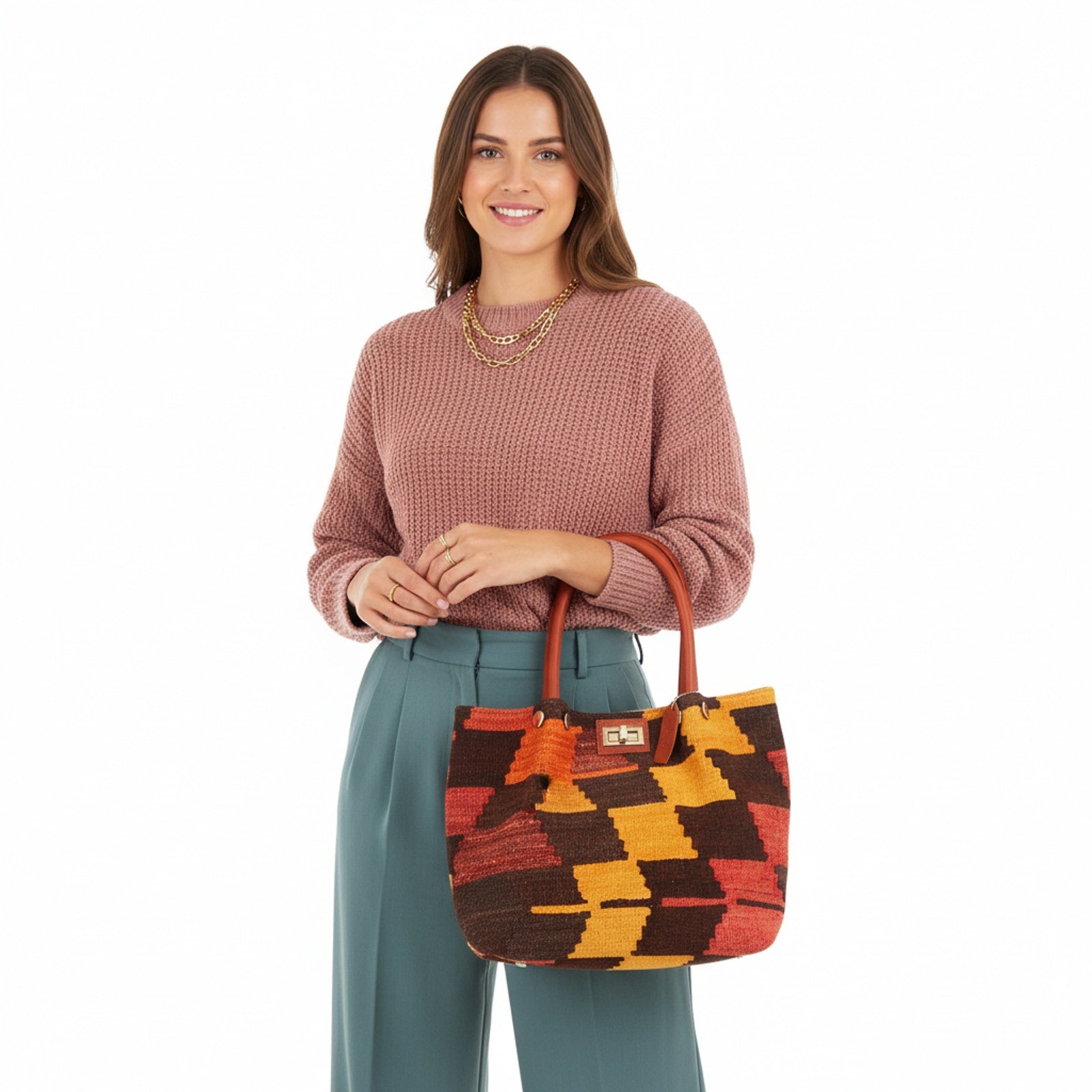 Valletta Kilim Shoulder Leather Bag | Carryall Kilim Leather Bag | Everyday Kilim Leather Bag