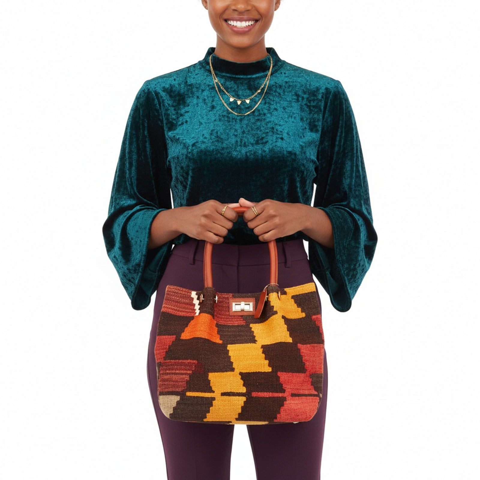 Valletta Kilim Shoulder Leather Bag | Carryall Kilim Leather Bag | Everyday Kilim Leather Bag
