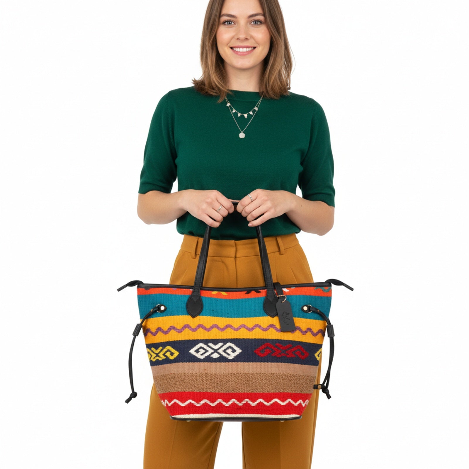Venetian Kilim Tote Leather Bag | Shopper Kilim Leather Bag | Market Kilim Leather Bag