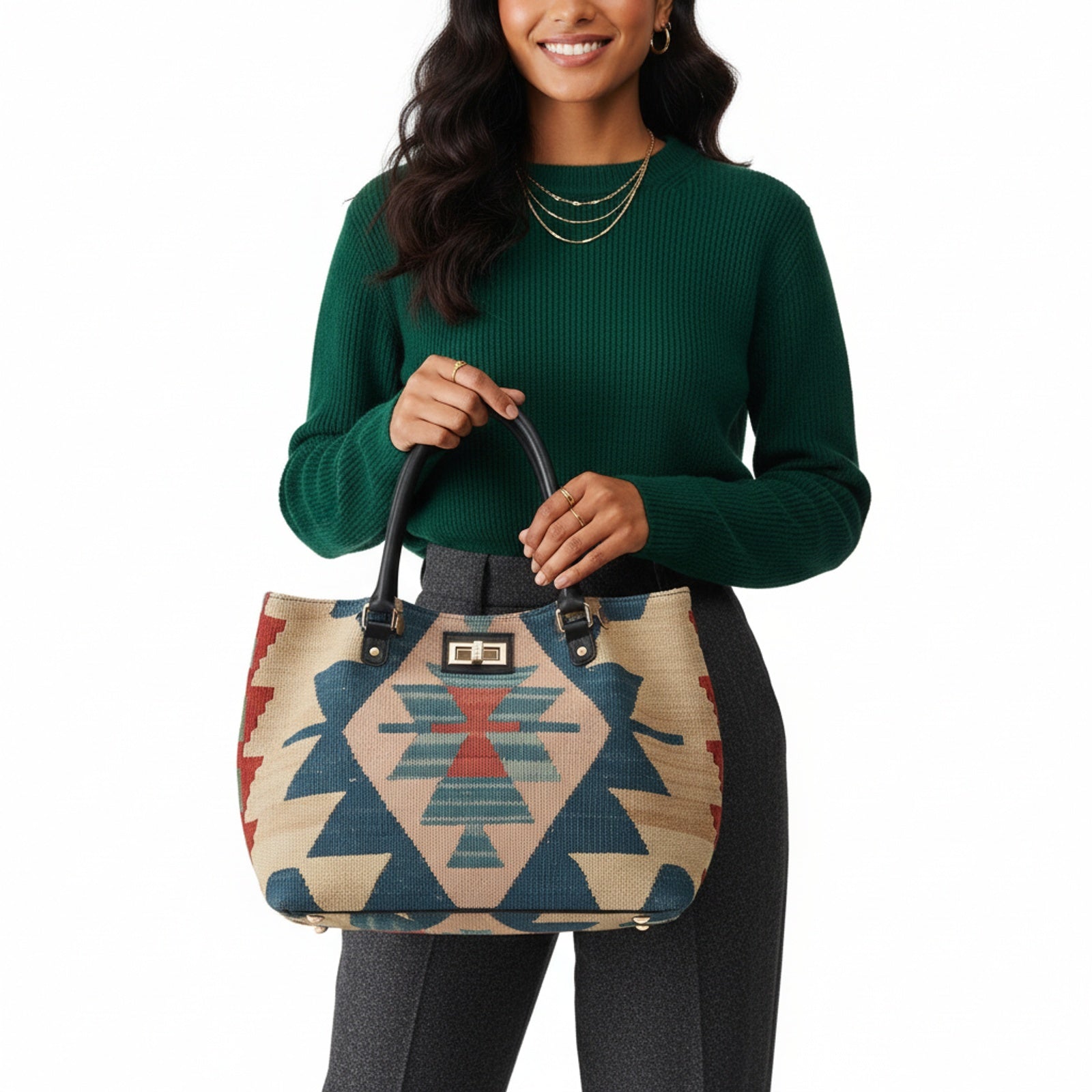 Verona Kilim Shoulder Leather Bag