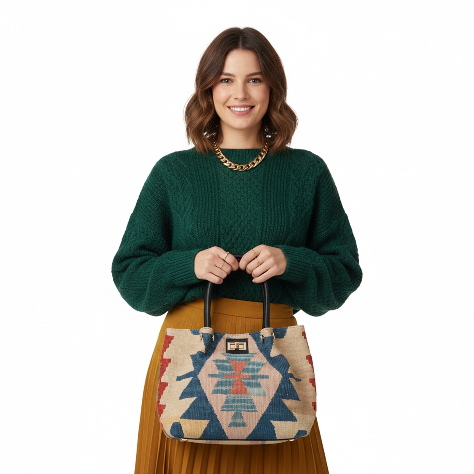 Verona Kilim Shoulder Leather Bag