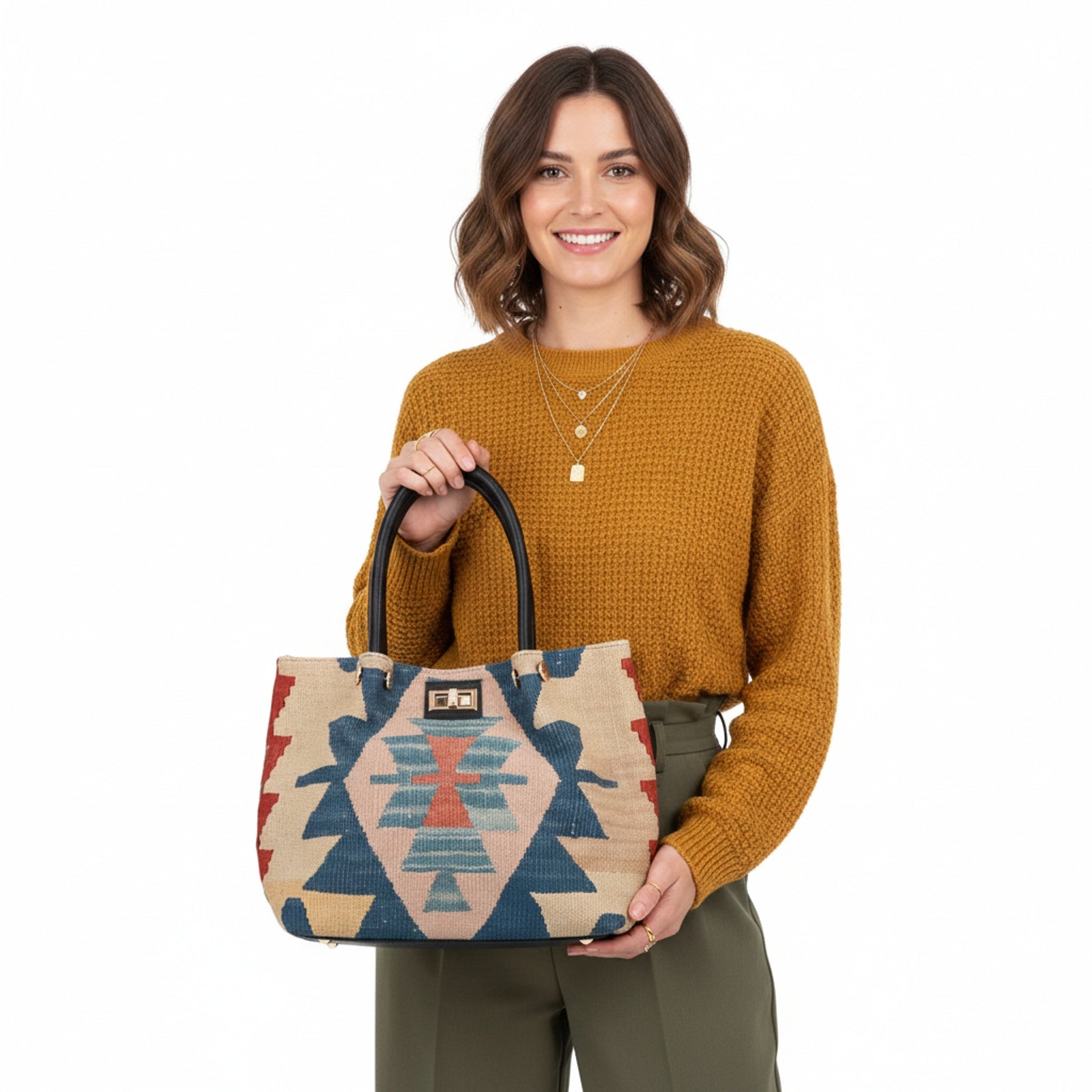 Verona Kilim Shoulder Leather Bag