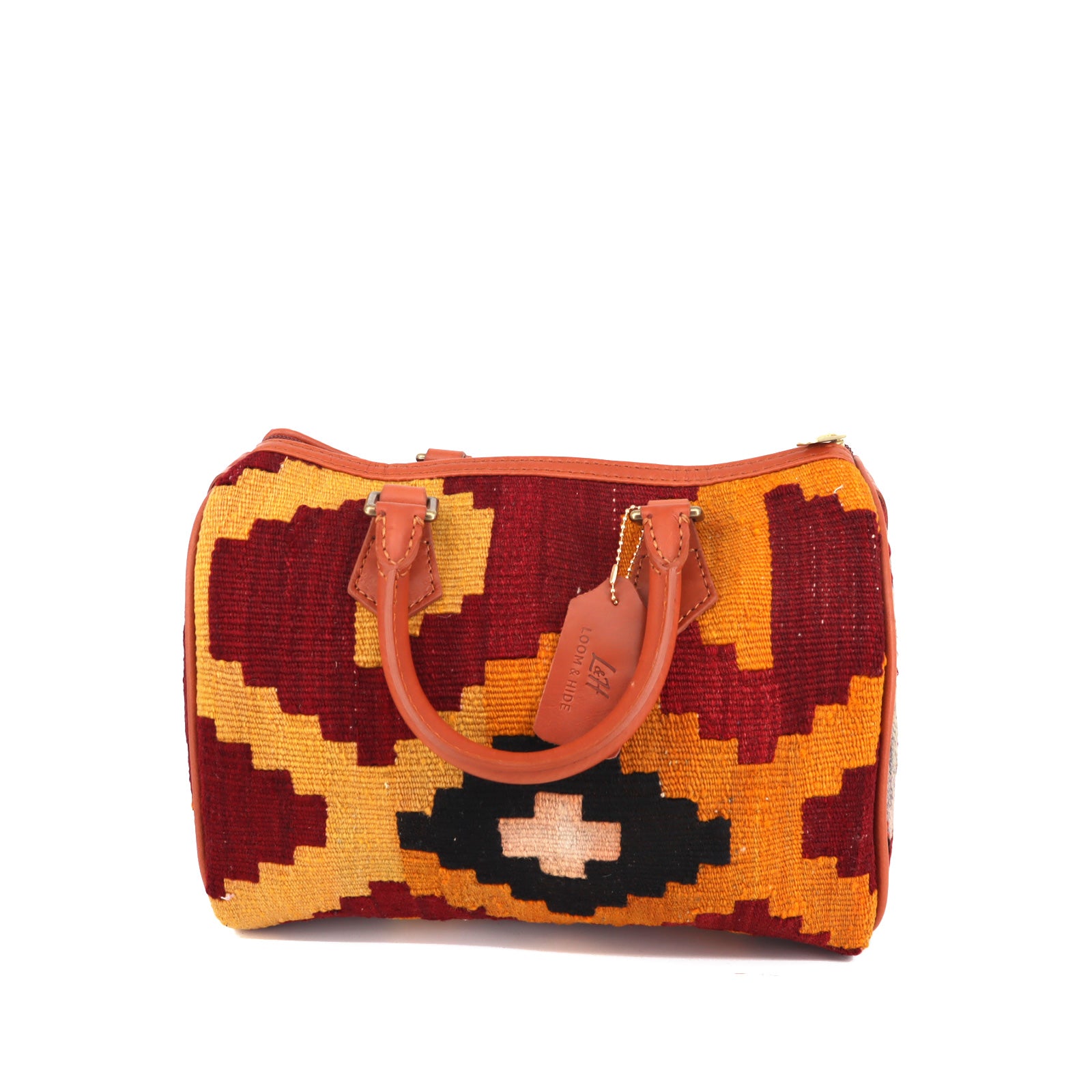 Ankara Kilim Weekender Leather Bag | Travel Kilim Leather Bag | Overnight Kilim Leather Bag