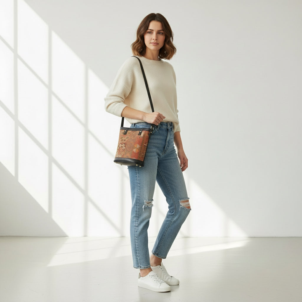 Zanzibar Kilim Shoulder Leather Bag | Carryall Kilim Leather Bag | Everyday Kilim Leather Bag