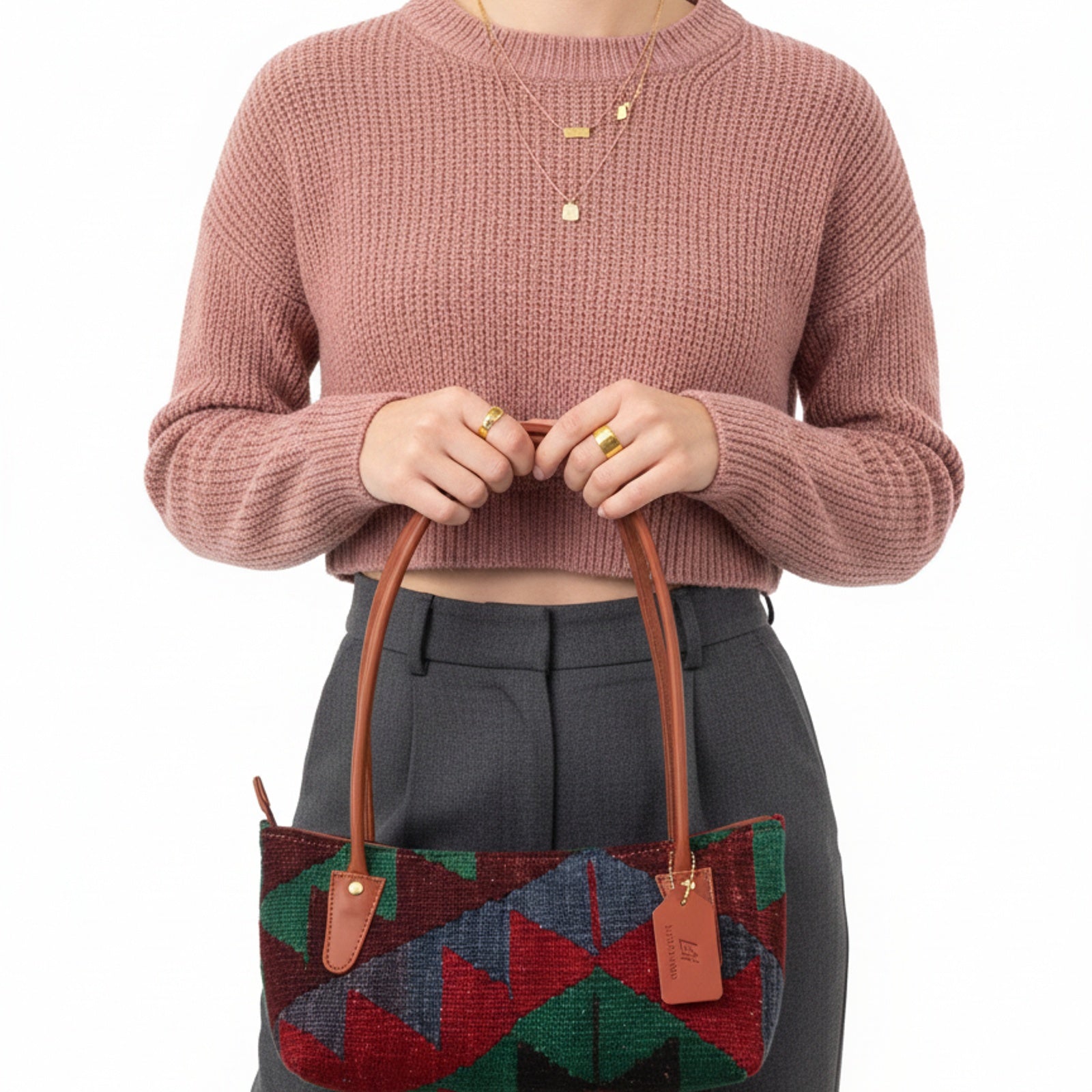Yara Kilim Shoulder Leather Bag | Carryall Kilim Leather Bag | Everyday Kilim Leather Bag