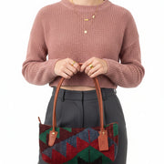 Yara Kilim Shoulder Leather Bag | Carryall Kilim Leather Bag | Everyday Kilim Leather Bag