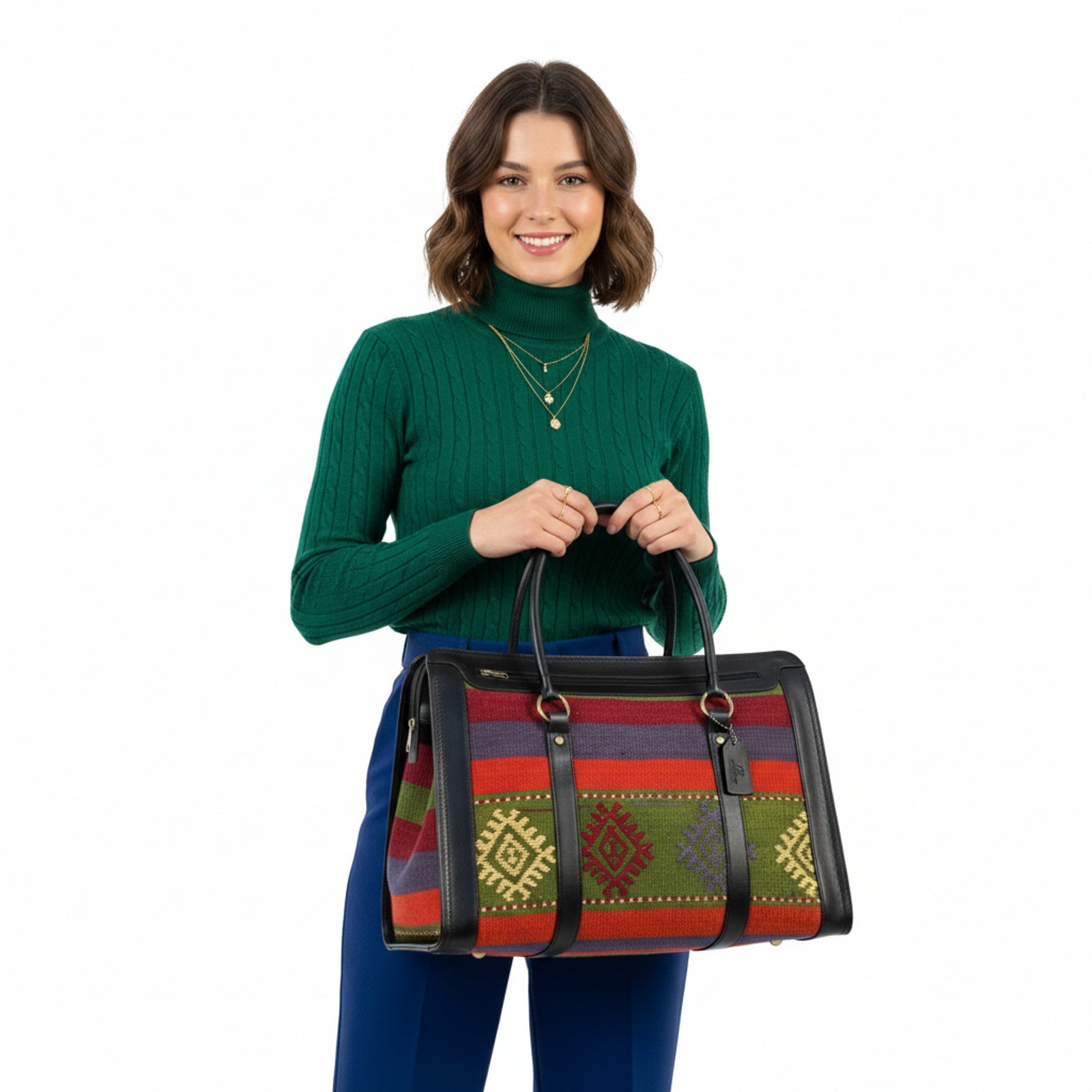 Zambezi Kilim Weekender Leather Bag | Carryall Kilim Leather Bag | Everyday Kilim Leather Bag