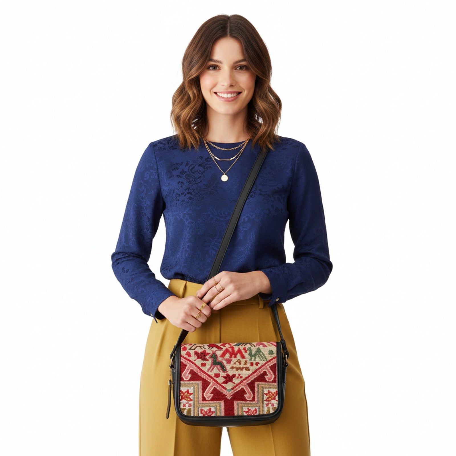 Zanzibar Kilim Crossbody Leather Bag | Messenger Kilim Leather Bag | Courier Kilim Leather Bag