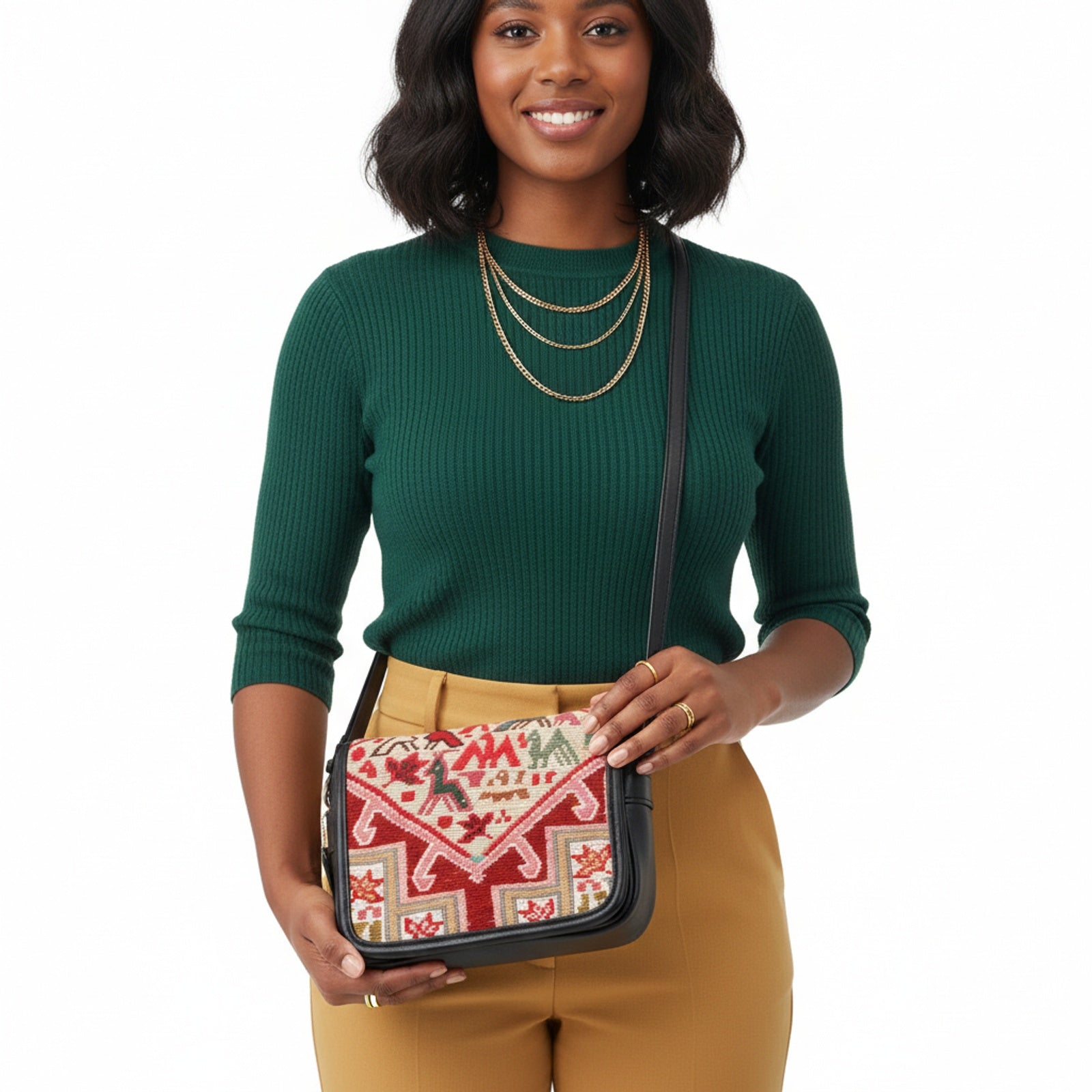 Zanzibar Kilim Crossbody Leather Bag | Messenger Kilim Leather Bag | Courier Kilim Leather Bag