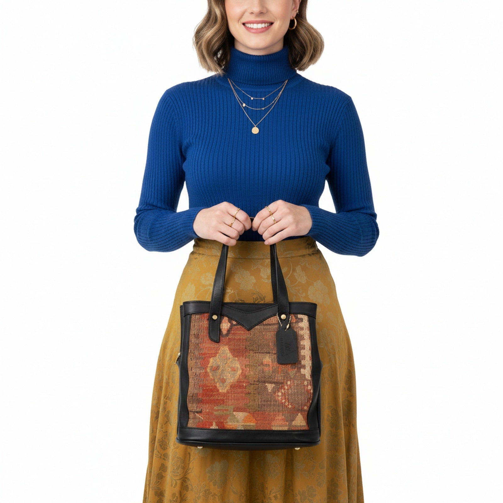 Zanzibar Kilim Shoulder Leather Bag | Carryall Kilim Leather Bag | Everyday Kilim Leather Bag