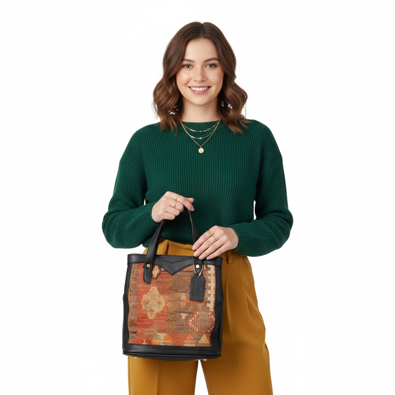 Zanzibar Kilim Shoulder Leather Bag | Carryall Kilim Leather Bag | Everyday Kilim Leather Bag