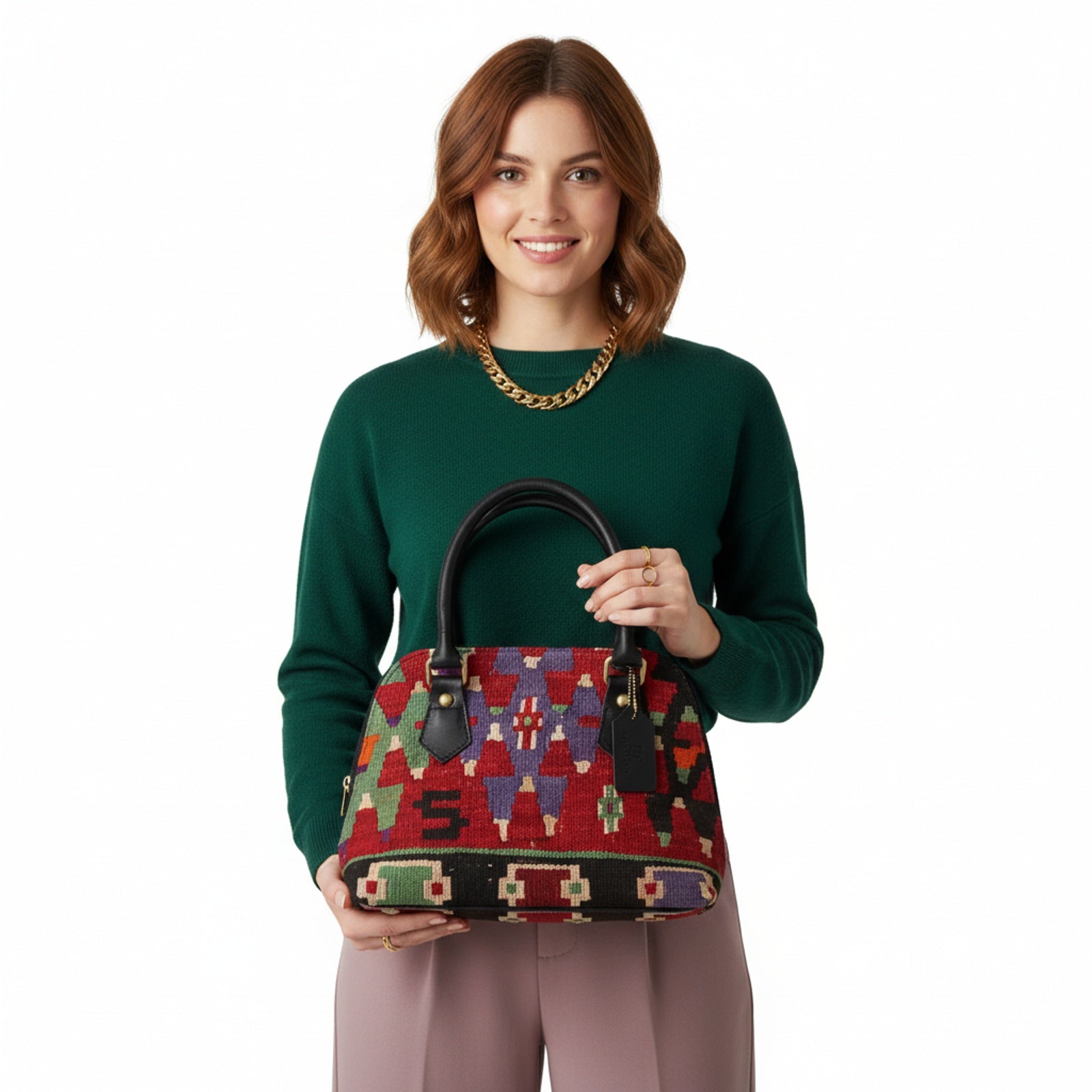 Zanzibar Kilim Shoulder Leather Bag | Carryall Kilim Leather Bag | Everyday Kilim Leather Bag