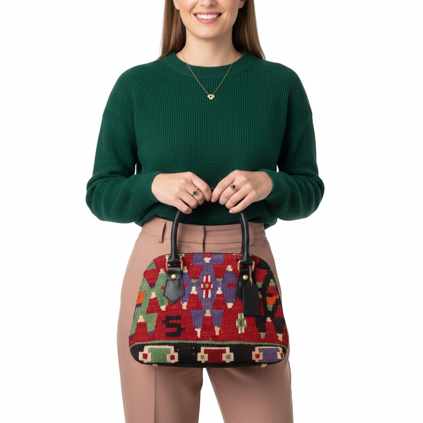 Zanzibar Kilim Shoulder Leather Bag | Carryall Kilim Leather Bag | Everyday Kilim Leather Bag