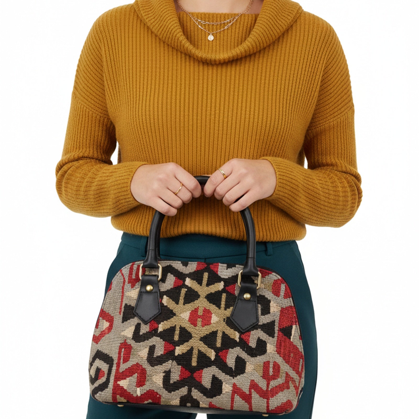 Zanzibar Kilim Shoulder Leather Bag | Carryall Kilim Leather Bag | Everyday Kilim Leather Bag