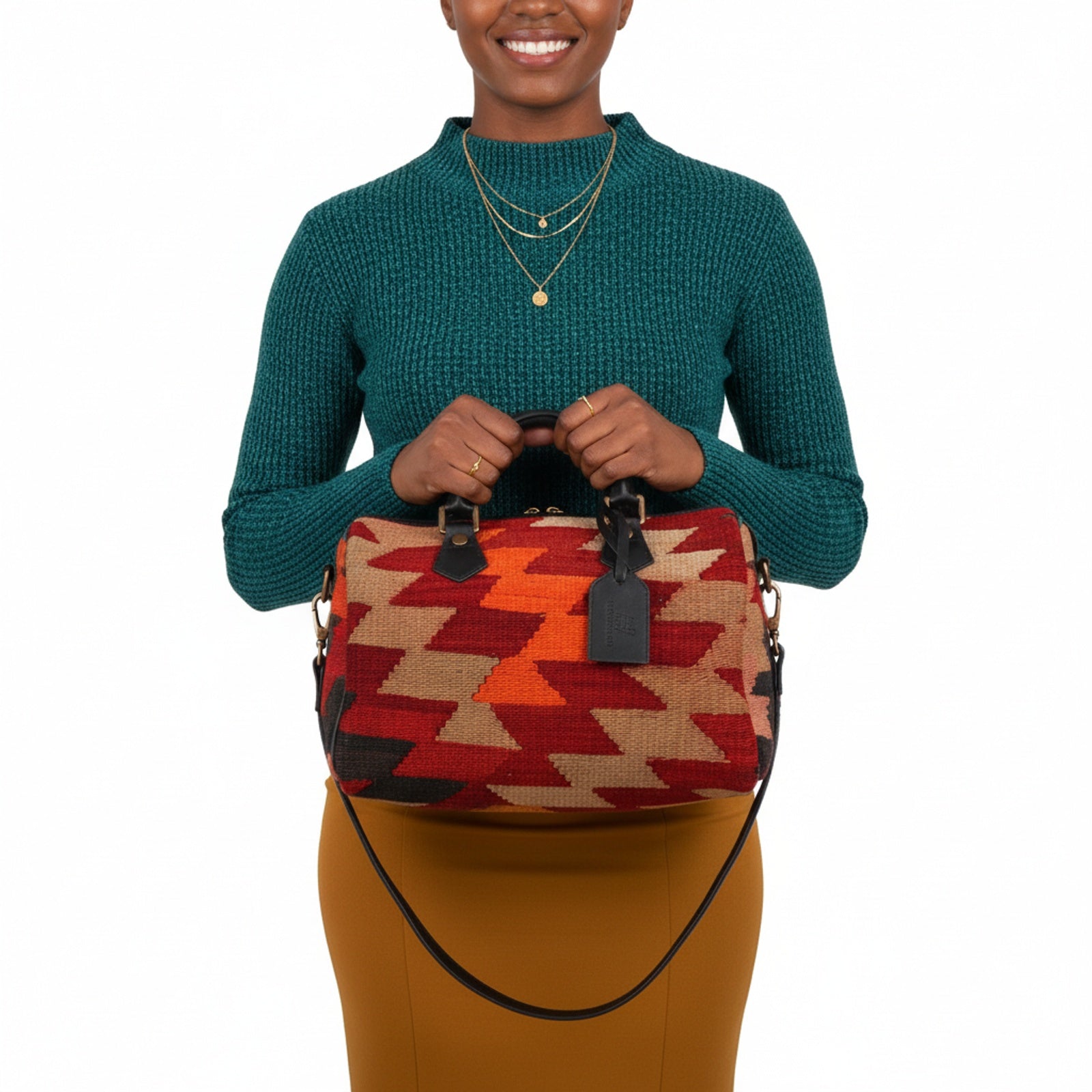Zanzibar Kilim Weekender Leather Bag | Travel Kilim Leather Bag | Overnight Kilim Leather Bag