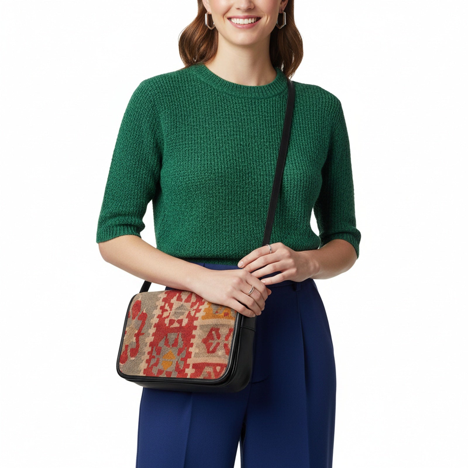 Zephyr Kilim Crossbody Leather Bag | Messenger Kilim Leather Bag | Courier Kilim Leather Bag