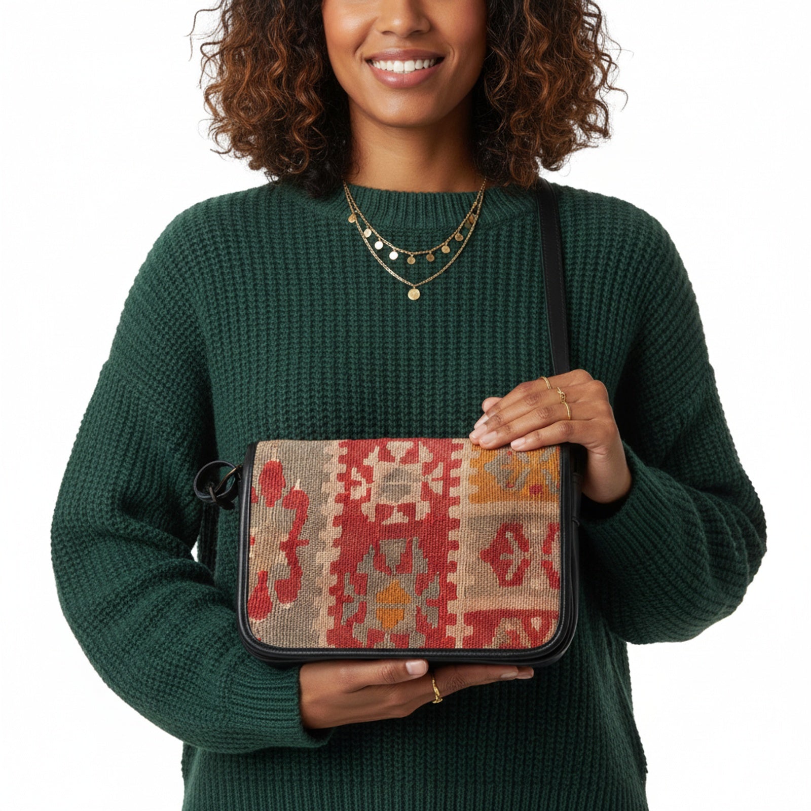 Zephyr Kilim Crossbody Leather Bag | Messenger Kilim Leather Bag | Courier Kilim Leather Bag