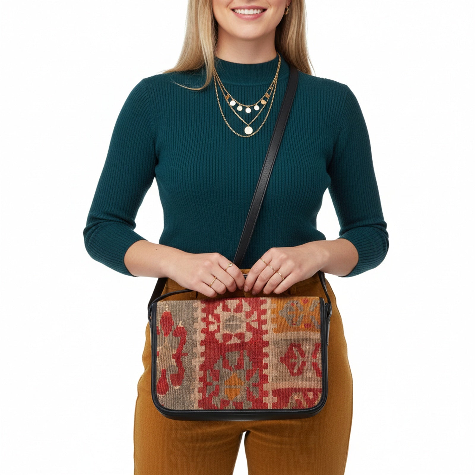 Zephyr Kilim Crossbody Leather Bag | Messenger Kilim Leather Bag | Courier Kilim Leather Bag