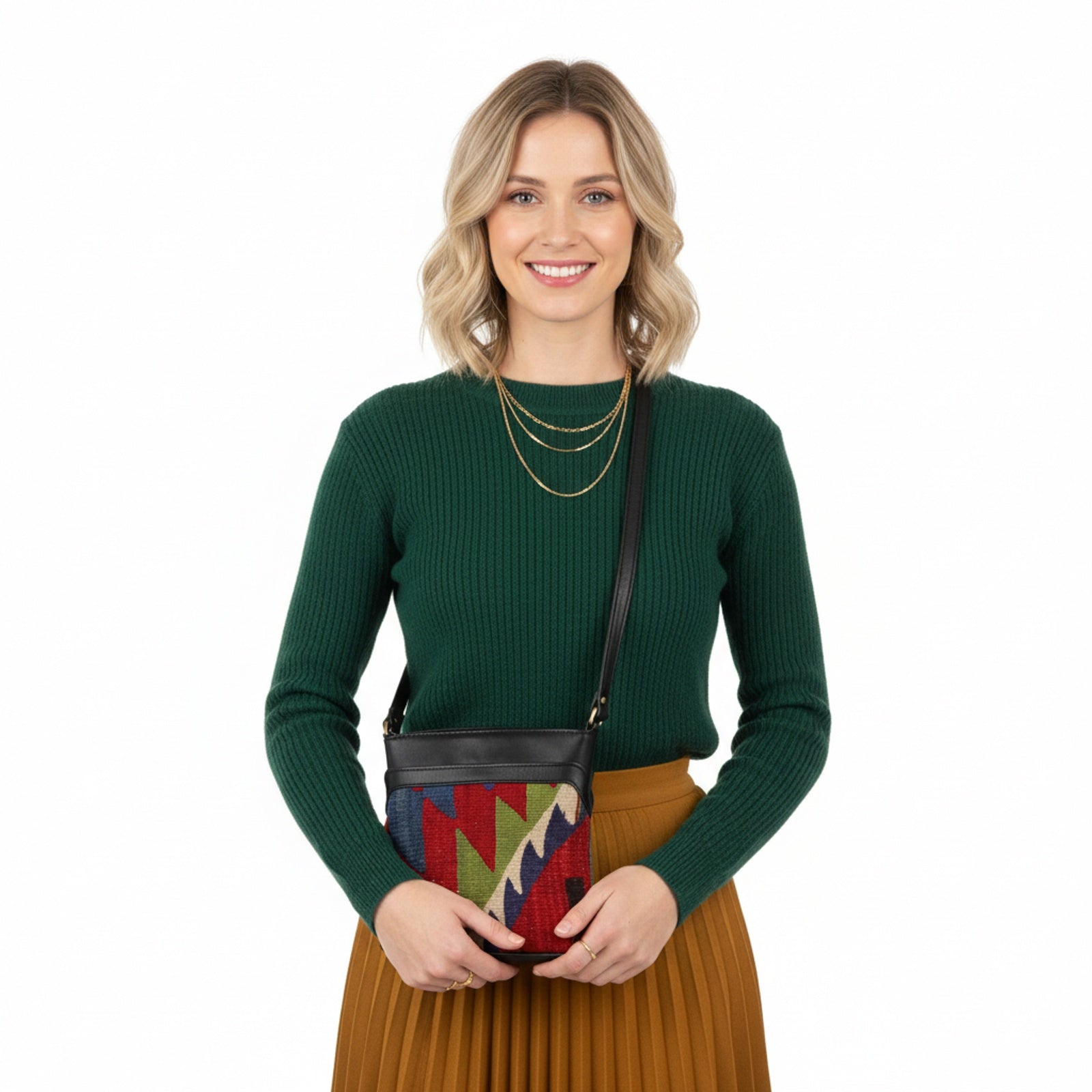 Zina Kilim Crossbody Leather Bag