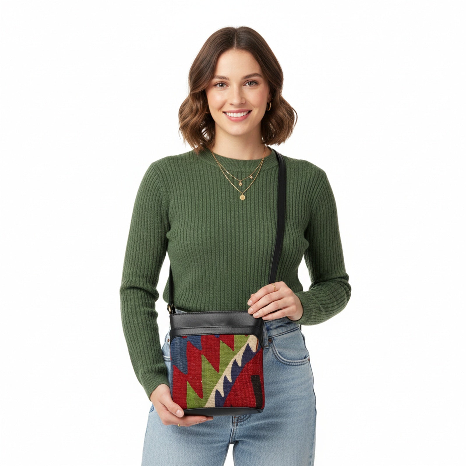 Zina Kilim Crossbody Leather Bag