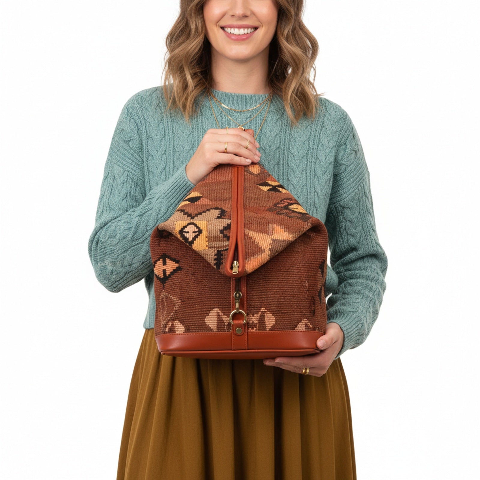 Zuri Kilim Backpack Leather Bag | Rucksack Kilim Leather Bag | Daypack Kilim Leather Bag