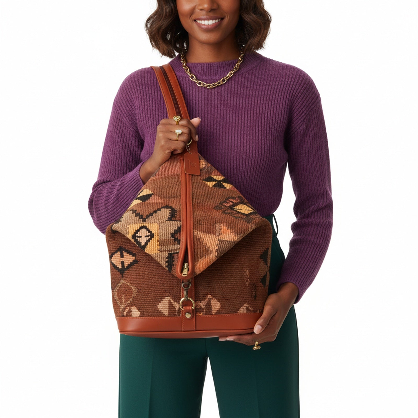 Zuri Kilim Backpack Leather Bag | Rucksack Kilim Leather Bag | Daypack Kilim Leather Bag