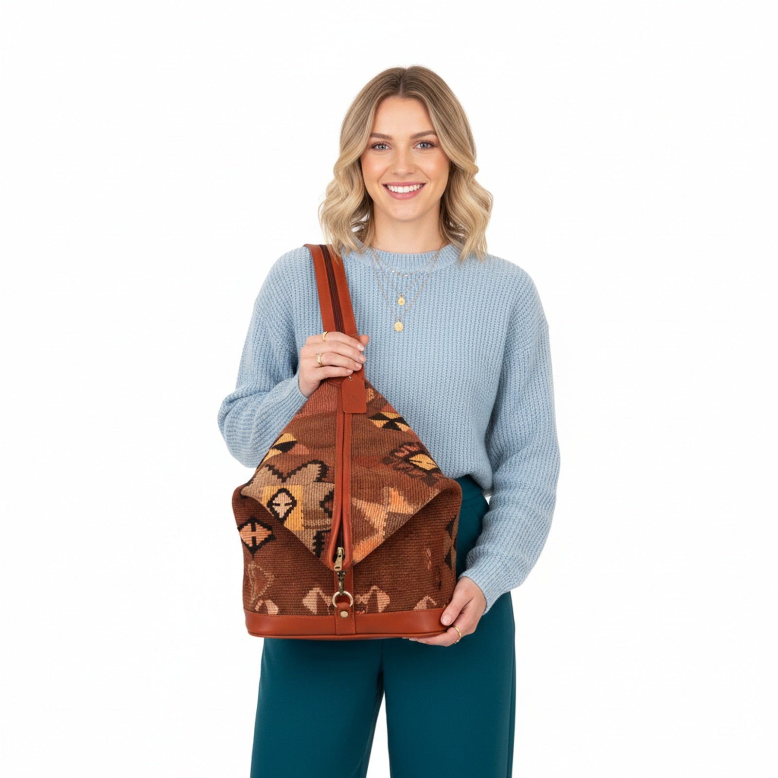 Zuri Kilim Backpack Leather Bag | Rucksack Kilim Leather Bag | Daypack Kilim Leather Bag